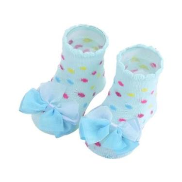 Imagem de Meias De Bebê Listradas Com Renda E Laço De Borboleta Estilo Europeu-A