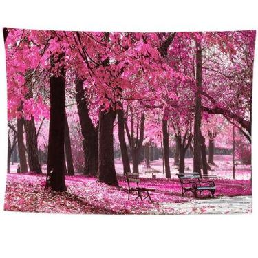 Imagem de Tapeçaria de parede Cherry Blossom Landscape 150x130cm Microfabric - y