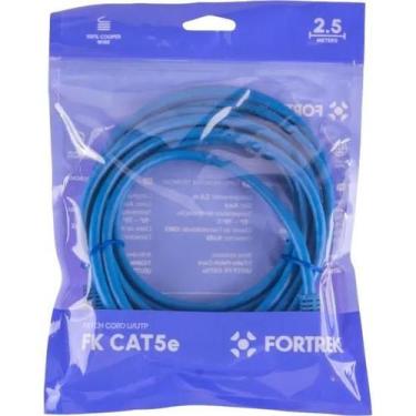 Imagem de Cabo de Rede Patch Cord Cat5e Fortrek FKCAT5E 2,5m Internet Azul