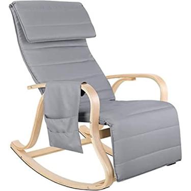 Imagem de Qingingg - Cadeira de Balanço ao Ar Livre, Estilo Minimalista Moderno, Apoio para Pés Ajustável, Cinza, Madeira