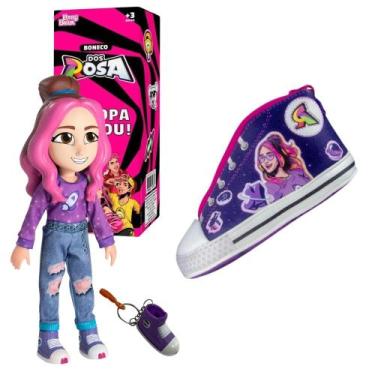 Imagem de Boneca Katlen Turma Dos Rosa Com Chaveiro e Bolsa Tênis - Nova Brink