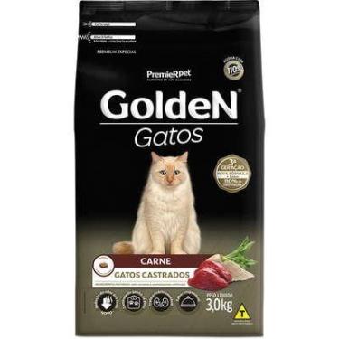 Imagem de Ração Seca Golden para gatos adultos castrados sabor carne 3kg.