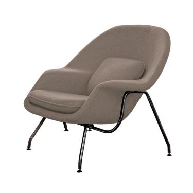 Imagem de Poltrona Womb Chair sem Puff Base Preta Linho Bege