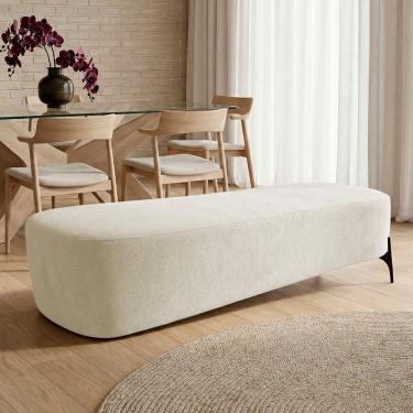 Imagem de Puff Recamier Decorativo Orgânico Lavie 140cm Premium Bouclê Bege - Desk Design
