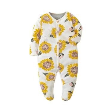 Imagem de Macacão De Algodão Macio Para Bebês Meninas E Meninos Com Mangas Longa