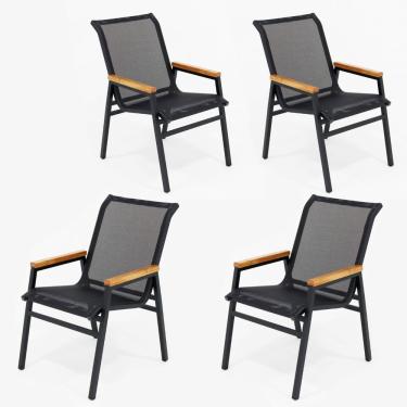 Imagem de Kit 4 Cadeiras Jardim Gourmet área Externa Sala De Jantar Nossa Kasa Preto
