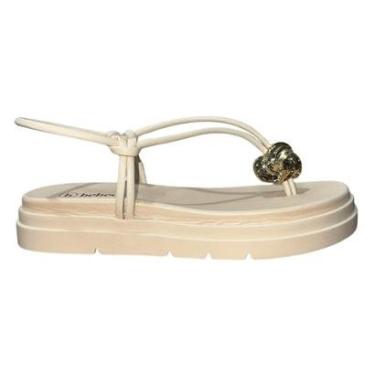 Imagem de Sandália Rasteira Flatform Feminino Bebecê T2210-132 Bege-Feminino