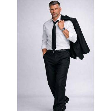 Imagem de Terno Slim Preto Poliviscose Jordhan  Alfaiataria Premium, Preto, 58