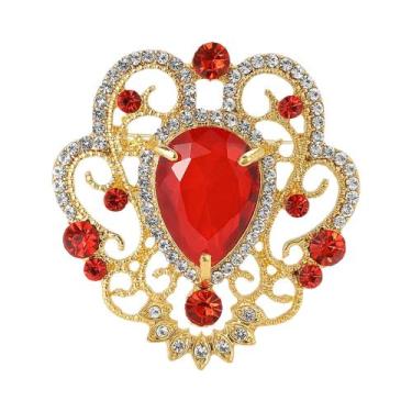 Imagem de Broches Vintage Barrocos Femininos Com Strass, Pins Redondos Para Fest