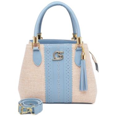 Imagem de Bolsa Feminina OEM Paris em Couro Sintético 18x10x23cm Azul com Alça Transversal Regulá...