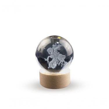 Imagem de Luminária Abajur USB São Jorge Decorativa para Quarto com Esfera de Vidro 3D LED Planet...