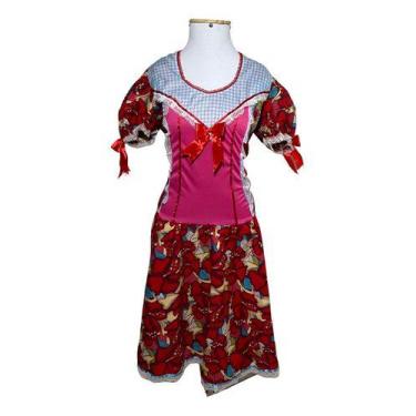 Imagem de Fantasia Vestido Junina Caipira Adulto Luxo Safira - FestaLinda, GG, R