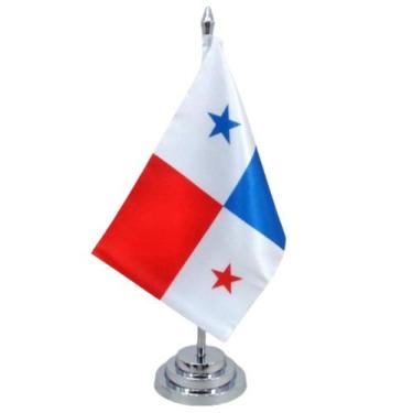 Imagem de Bandeira Mesa Dupla Face Panamá  Mastro 29 Cm Alt - SP Bandeiras 