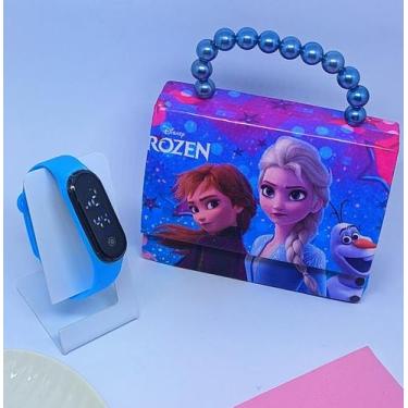 Imagem de Kit Relógio Digital Prova água Silicone Ajustável + Bolsa Infantil Omb