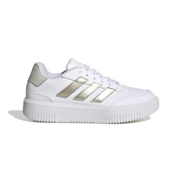 Imagem de Tênis Adidas Courtblock Bold Cor: Branco E Dourado - Tamanho: 35