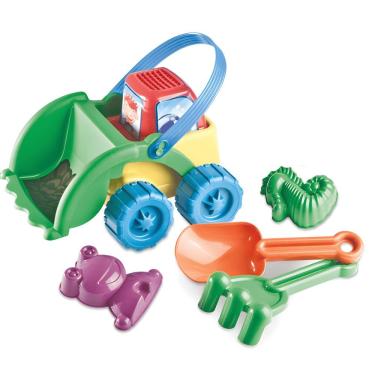 Imagem de Kit Praia Trator com Pá Moldes e Peneira 0327 para Brincar na Areia Infantil Plas Brink