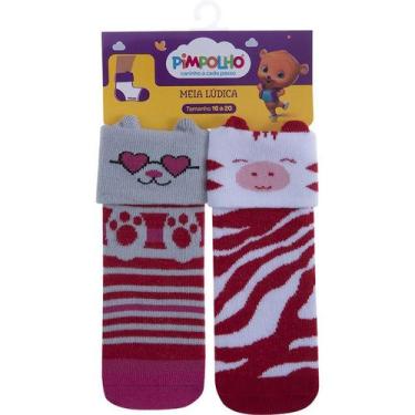 Imagem de MEIA INFANTIL PIMPOLHO 16 ao 20 LÚDICA - 2 pares MENINA, Coelha, Zebra