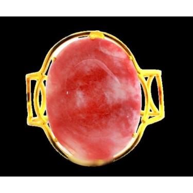 Imagem de Bracelete Fixo Pedra Quartzo Goiaba Grande Dourado - CristaisdeCurvelo