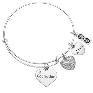 Imagem de Infinity Collection - Presentes de madrinha, pulseira com pingente de madrinha, joias religiosas, presente de agradecimento de batismo, 6''-8.5'', Aço inoxidável