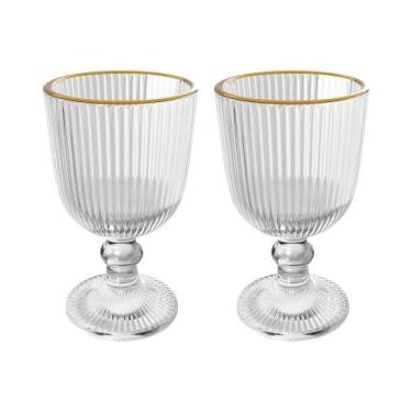 Imagem de Conjunto 2 Taças De Vidro Com Fio De Ouro 380 Ml Lines Wolff