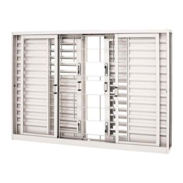 Imagem de Janela Veneziana Multiflex Grade Quadriculada em Aço 120 x 200 x 16 cm