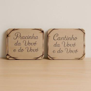 Imagem de Placa Decorativa Madeira Pirografada Personalizável Avós Amadeirado Artesanal