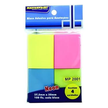 Imagem de Bloco Adesivo Para Anotações 37.5x50mm Neon 4cores -c/400fls Colorido 