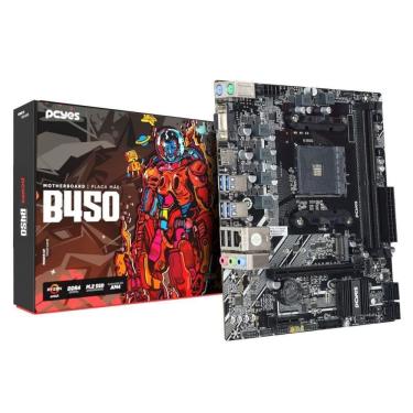 Imagem de Placa Mae AM4 PCYES B450, DDR4 até 64GB, 1x M.2 NVMe PCIe, Rede Gigabit 1000Mbps