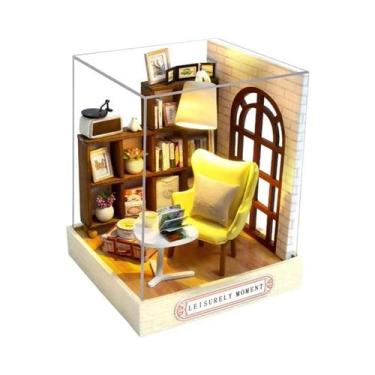 Imagem de Kit De Casa De Bonecas Em Madeira Com Luz LED DIY, Quebra-Cabeça 3D Pa