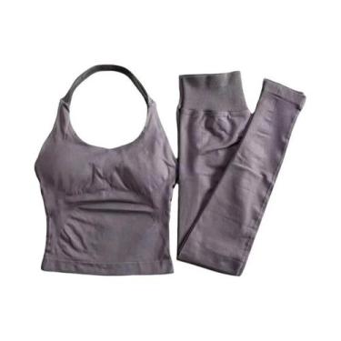 Imagem de Conjunto Ativo Feminino De 2 Peças: Top Halter Com Costas Abertas E Le