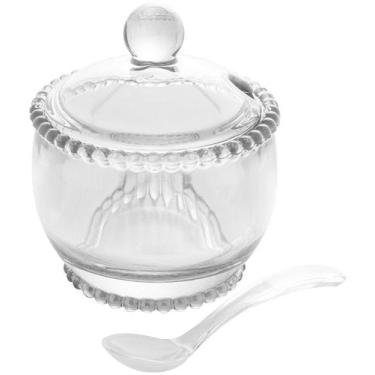 Imagem de Açucareiro 10x10cm Pearl Com Colher De Cristal Ecológico - Wolff