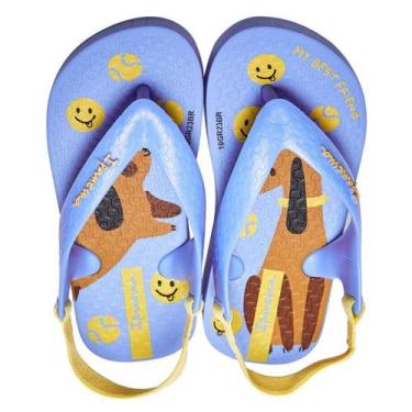 Imagem de Chinelo Bebê Grendene Flamingos Feminino, Azul, Amarelo, 22