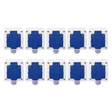 Imagem de Kit Tomada + Caixa Branca Padrão Brasileiro 2P+T 20A Azul - SIBRATEC, 