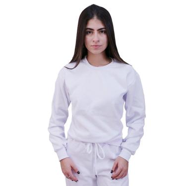 Imagem de Blusa Moletom Infantil Lisa Fechada Branco-Feminino
