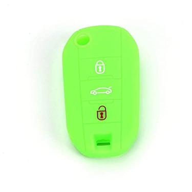 Imagem de YJADHU Flip Car Key Cover Case Suporte de proteção da capa da chave do carro, adequado para Peugeot 508 301 2008 3008 408 4008 308 Citroen C4 CACTUS C5 C3 C4L, 4