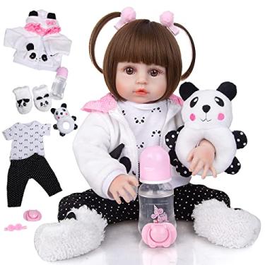 Imagem de Brastoy Bebê Reborn Boneca Silicone Menina Panda (48cm Panda Menina Boneca)