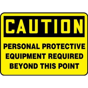Imagem de Accuform Placa de segurança de alumínio Signs MPPA656VA, legenda "Caution Personal Protective Equipment Required Beyond This Point", 25,4 cm de comprimento x 35,56 cm de largura x 0,1 cm de espessura,