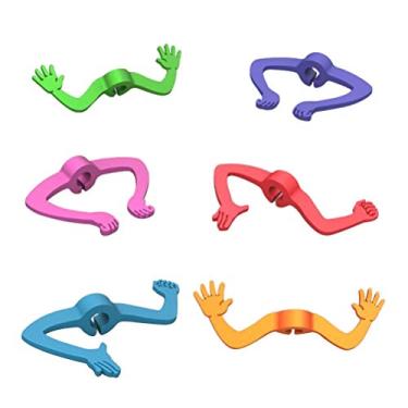 Imagem de Conjunto de pingentes de silicone para copos de vinho da BESTONZON com 6 peças em formato de mãos em formato de charada e marcadores de vidro, placa de identificação de copo (cor aleatória)