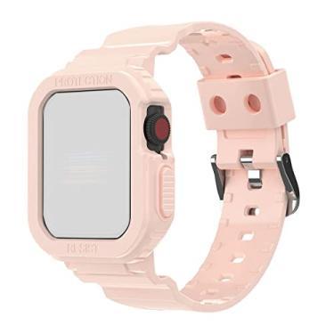 Imagem de Pulseira Capa Armadura TPU compatível com Apple Watch 41mm Series 7 - Marca LTIMPORTS (Rosa)