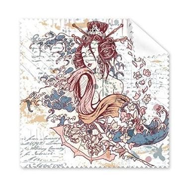 Imagem de Geisha Kimono Fan Japan Waves pano de limpeza de tela de telefone limpador de óculos 5 peças