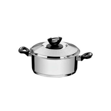 Imagem de Caçarola Tramontina Solar Baquelite Rasa em Aço Inox Fundo Triplo com Tampa Alças de Baquelite 20 cm 2,9 L Tramontina