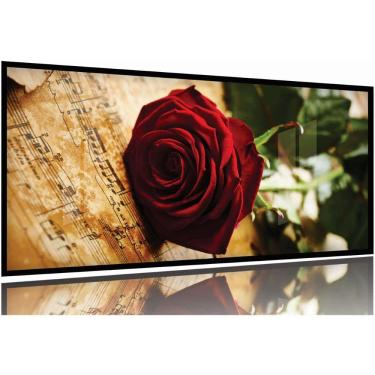 Imagem de Quadro Decorativo Rosa Vermelha Música 130x60 Moldura Preta 2x2