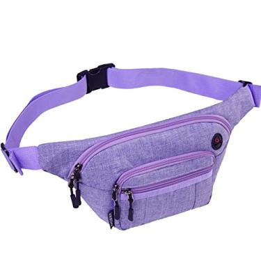 Imagem de Pacote Fanny, VASCHY Bolsa com 4 Mangas com Zíper Cinto Cintura Bumbum Bolsa Bolsa para Homens Mulheres com Alça Extra Longa de 60 Pol,Roxo