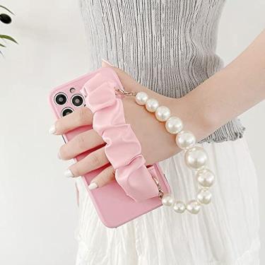 Imagem de Pulseira pérola corrente de pulso capa de telefone para iphone 11 12 pro max mini xr x xs 7 8 plus se 2020 soft imd silicone tampa traseira, a, para iphone 7 ou 8