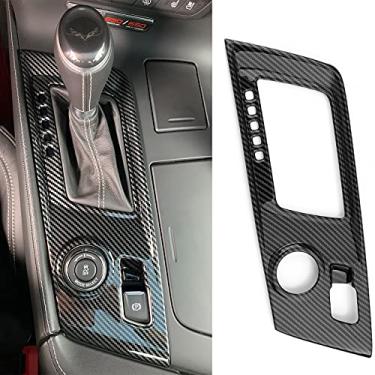 Imagem de KoLeddy para Corvette C7 Fibra de Carbono Aparência Central Gear Shift Panel Acessórios para Chevrolet Corvette C7 2014-2018