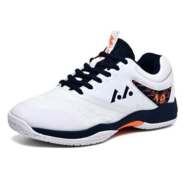 Imagem de Sapatos femininos masculinos leves para quadra de badminton para pickleball, tênis, tênis de mesa, vôlei, 019 Azul, 5 Women/3.5 Men