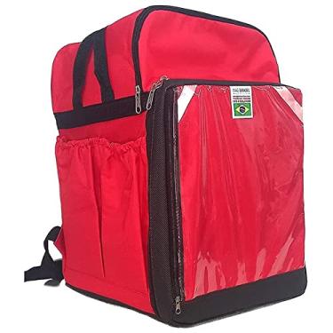 Imagem de Mochila Bag Térmica Delivery Comida Chinesa Invertida Reforçada Com Isopor Laminado - Vermelha