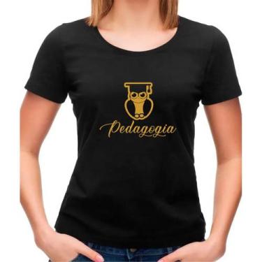 Imagem de Camisa Preta Com Dourado Formatura Pedagogia Professora - Koupes