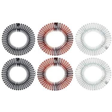 Imagem de Pente de cabelo feminino Fodattm com 6 peças, elástico, flexível, de plástico, com círculo completo, faixa para cabelo, argola, clipe de cabelo, cabeça de mola com dentes profundos, Color mixed