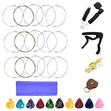 Imagem de JYsun Conjunto de 5 cordas Banjo Cordas de Aço Inoxidável Núcleo de Liga de Cobre Ferida 3 Conjuntos Completos com 1 PÇ Ferramenta 3 em 1 Ferramenta de Retenção 1 PÇS Capo 10PCS palhetas e Outras Ferramentas Úteis